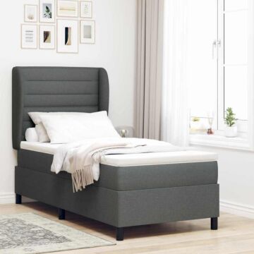 Vidaxl Box Spring Bed With Mattress Dark Grey 90x200 Cm Fabric