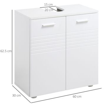 Kleankin Under Sink Cabinet, Bathroom Vanity Unit, Pedestal Under Sink Design, Storage Cupboard With Adjustable Shelf, White