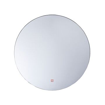 Wall Mirror Round Silver 60 Cm Led Lights Anti Fog System Bathroom Accessories Beliani