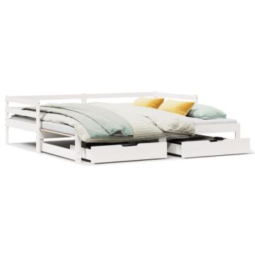 Vidaxl Daybed With Trundle And Drawers Without Mattress White 90x190 Cm Single