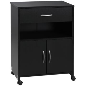 Vinsettoprinter Table, Mobile Printer Cabinet With Storage, Open Shelf, Drawer For Home, Office, Black