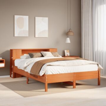 Vidaxl Bookcase Bed Without Mattress Wax Brown 140x200 Cm Solid Wood Pine