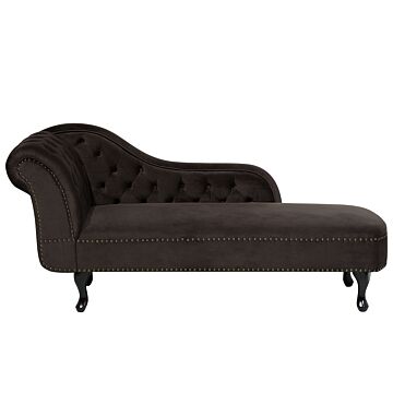 Chaise Lounge Brown Left Hand Velvet Buttoned Beliani