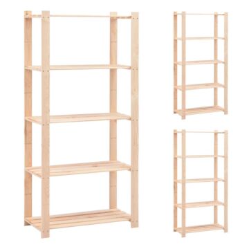 Vidaxl 5-tier Storage Racks 3 Pcs 80x38x170 Cm Solid Pinewood 250 Kg