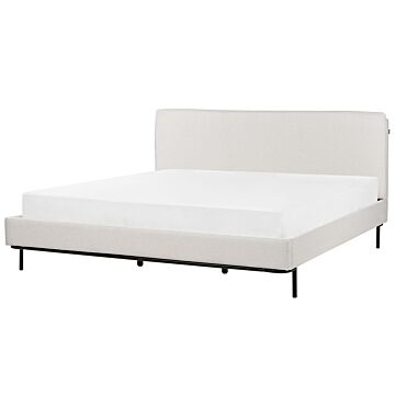 Slatted Bed Frame Grey Polyester Fabric Upholstered 6ft Eu Super King Size Modern Design Beliani