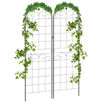 Outsunny Metal Trellis Set Of 2, Garden Trellis For Climbing Plants Support Frames, Floral Design