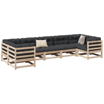 Vidaxl 7 Piece Garden Sofa Set Solid Wood Pine