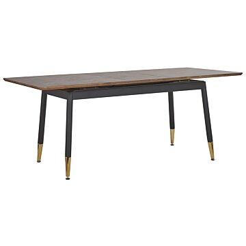Extending Dining Table Dark Wood Top And Black Metal Legs 160/200 Cm Modern Design Beliani