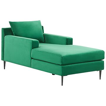Chaise Lounge Green Velvet Upholstery Armrests Cushion Backrest Modern Design Symmetrical Beliani
