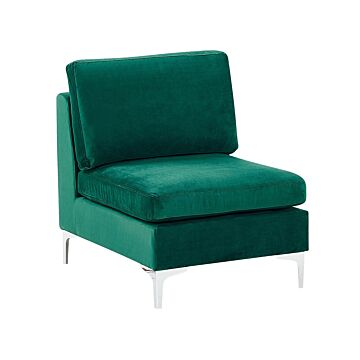 1-seat Section Green Velvet Sofa Module Silver Metal Legs Glamour Style Beliani