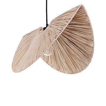 Pendant Lamp Natural Paper Pulp Textured Shade Japandi Natural Style Beliani