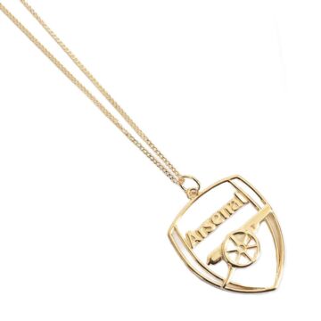 Arsenal Fc 18ct Gold Plated On Silver Crest Pendant & Chain