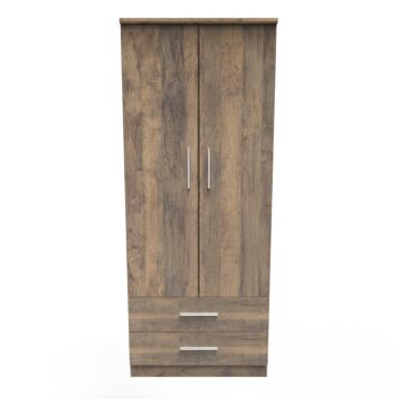 Contrast Double 2 Drawer Wardrobe In Vintage Oak