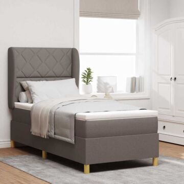 Vidaxl Box Spring Bed With Mattress Taupe 90x200 Cm Fabric