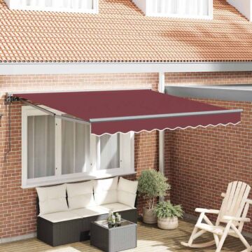Vidaxl Retractable Awning Burgundy Red 300x250 Cm Polyester And Metal