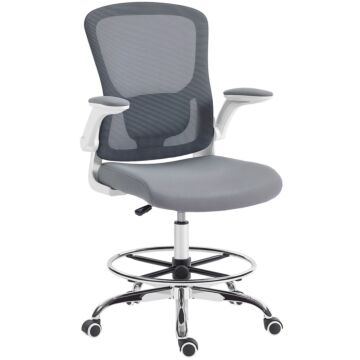 Homcom Draughtsman Chair, With Adjustable Lumbar - Charcoal Grey
