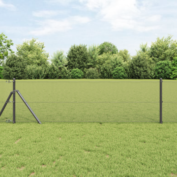 Vidaxl Welded Wire Fence With 13 Posts Grey 0.5x100 M Steel