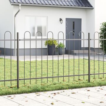 Vidaxl Garden Fence With Hoop Top Grey 11.9x1 M Steel
