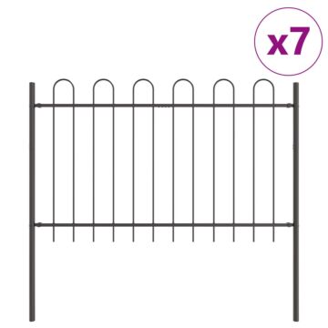 Vidaxl Garden Fence With Hoop Top Grey 11.9x1 M Steel