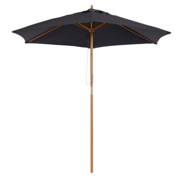 Outsunny 2.5m Wooden Garden Patio Parasol Umbrella-black