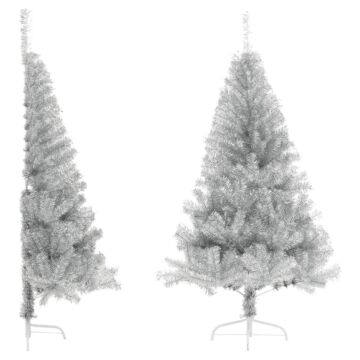 Vidaxl Artificial Half Christmas Tree With Stand Silver 180 Cm Pet