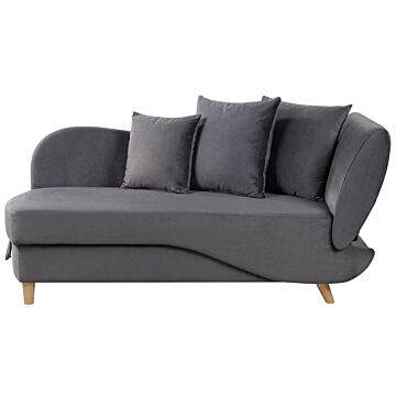 Right Hand Chaise Lounge Dark Grey Velvet With Storage Reclining Backrest Throw Cushions 2 Seater Scandinavian Modern Design Beliani
