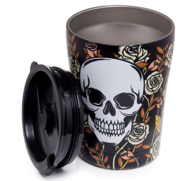 Reusable Stainless Steel Insulated Food & Drinks Cup 300ml - Skulls & Roses