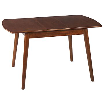 Dining Table Dark Wood Mdf Rubberwood 100/130 X 80 Cm Extendable Top Solid Wood Legs Rectangular Retro Design Beliani