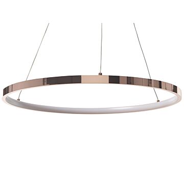 Pendant Lamp Rose Gold Aluminium Ø 50 Cm Integrated Led Lights Round Ring Hanging Modern Glamour Lighting Beliani