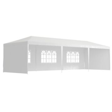 Outsunny 9 X 3m Garden Gazebo Marquee Party Wedding Tent Canopy - White