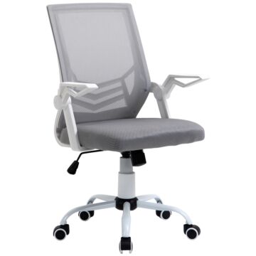Vinsetto Mesh Office Chair Swivel Task Computer Desk Chair For Home With Lumbar Back Support, Adjustable Height, Flip-up Arm, Grey