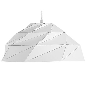 1-light Pendant Ceiling Lamp White Geometric Shade Beliani