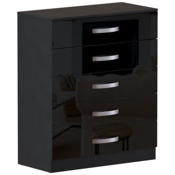 Vida Designs Hulio 5 Drawer Chest, Black