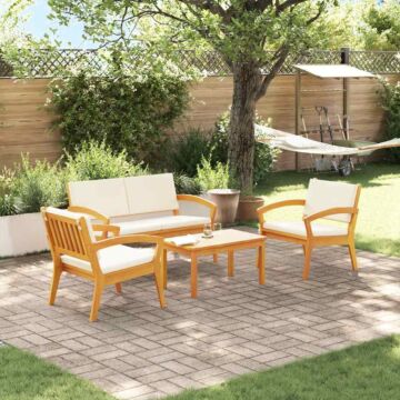Vidaxl Bistro Set Set Of 4 Cream White Solid Acacia Wood