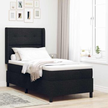 Vidaxl Box Spring Bed With Mattress & Led Black 100x200 Cm Fabric