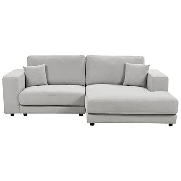 Left Hand 3 Seater Corner Sofa Light Grey Fabric Upholstered Track Armrests Additional Cushions Minimalistic Modern Style Beliani