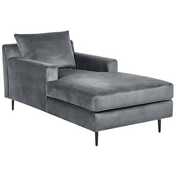 Chaise Lounge Grey Velvet Upholstery Armrests Cushion Backrest Modern Design Symmetrical Beliani