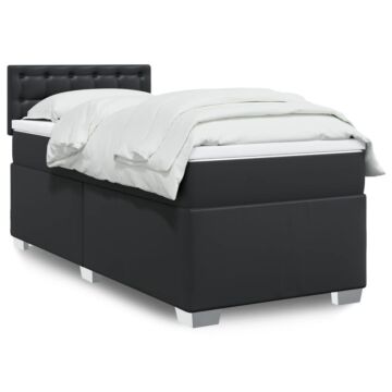 Vidaxl Box Spring Bed With Mattress Black 90x190 Cm Faux Leather