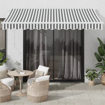 Vidaxl Retractable Awning Anthracite And White 3.5x2.5 M Fabric&aluminium