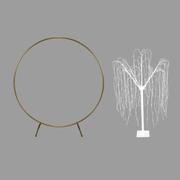 Wedding Moongate - Gold & 1 X Weeping Willow Tree 240cm Warm White