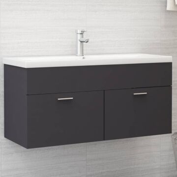 Vidaxl Sink Cabinet With Built-in Basin Grey Engineered Wood