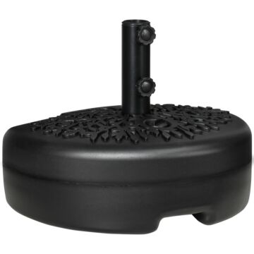 Outsunny Half Round Umbrella Base, Half Patio Parasol Stand Holder For Deck, Garden, 18 Kg Capacity Water Or 21 Kg Capacity Sand, Fit 3.8 Cm Or 4.8 Cm Pole, Black