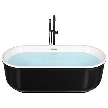 Freestanding Bath Black Matte Sanitary Acrylic Single Oval Modern Minimalist Design Beliani