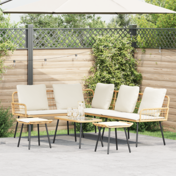 Vidaxl 4 Piece Garden Sofa Set With Cushions Natural Poly Rattan