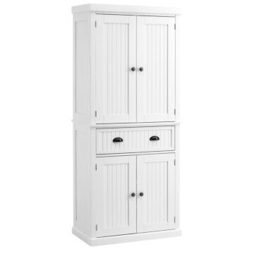 Homcom Traditional Kitchen Cupboard Freestanding Storage Cabinet With Drawer, Doors And Adjustable Shelves, White