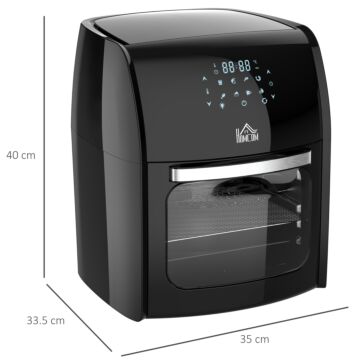 Homcom 12l 8 In 1 Digital Air Fryer Oven With Air Fry, Roast, Broil, Bake, Dehydrate, Rapid Air Circulation And 60-minute Timer, 1800w, Black
