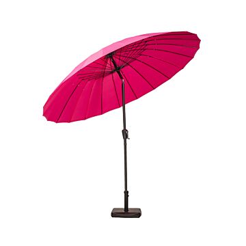 Pink 2.7m Crank And Tilt Shanghai Parasol 38mm Aluminium Pole, 24 Fibreglass Ribs