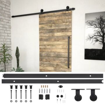 Vidaxl Sliding Door Skien Hardware Kit 200 Cm Steel Black