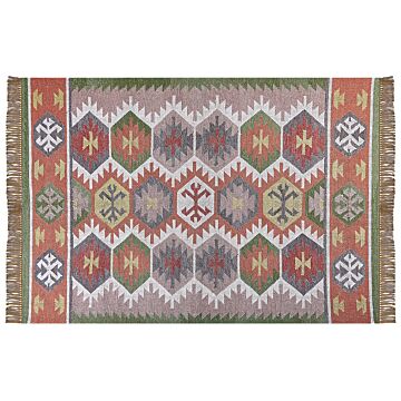 Area Rug Multicolour 160 X 230 Cm Synthetic Material Decorative Tassels Indian Style Indoor Outdoor Beliani