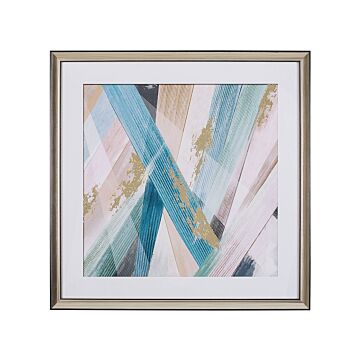 Framed Wall Art Multicolour Print On Paper 60 X 60 Cm Passe-partout Frame Abstract Theme Beliani